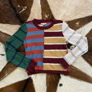American Eagle Striped Color Block Crewneck Sweater Size: XS